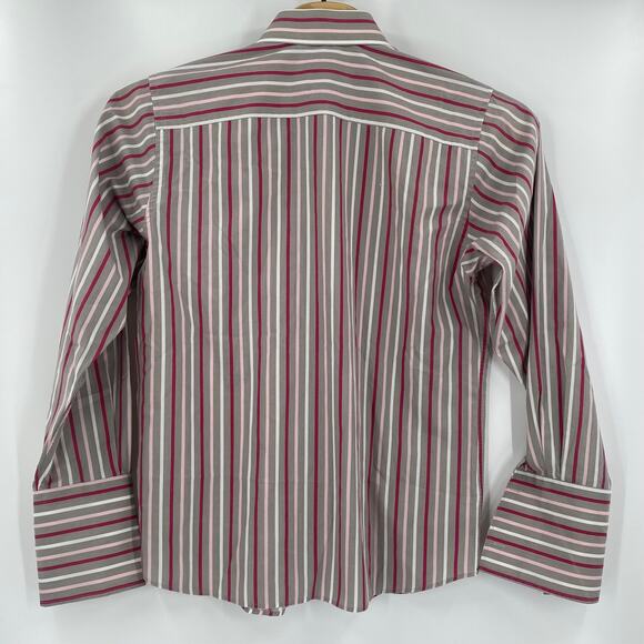 Roar Mens XL Gray‎ Pink Striped Long Sleeve French Cuff Button Up Shirt - Picture 5 of 5